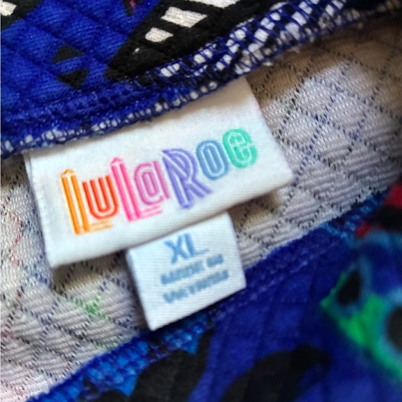 LuLaRoe Cassie Blue Feather Aztec Tribal Print Pencil Skirt Women’s Sz XL NWT - Picture 4 of 12